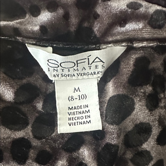 Sofia Intimates by Sofia Vergara Crushed Velvet Pajama black & grey leopard M - Picture 10 of 11